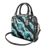 Puakenikeni Maile Lei Shoulder Handbag Frangipani Turquoise Tropical Leaves LT01 - Polynesian Pride