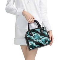 Puakenikeni Maile Lei Shoulder Handbag Frangipani Turquoise Tropical Leaves LT01 - Polynesian Pride