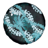 Puakenikeni Maile Lei Spare Tire Cover Frangipani Turquoise Tropical Leaves LT01 - Polynesian Pride