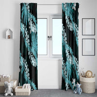 Puakenikeni Maile Lei Window Curtain Frangipani Turquoise Tropical Leaves
