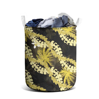 Puakenikeni Maile Lei Laundry Basket Frangipani Yellow Tropical Leaves