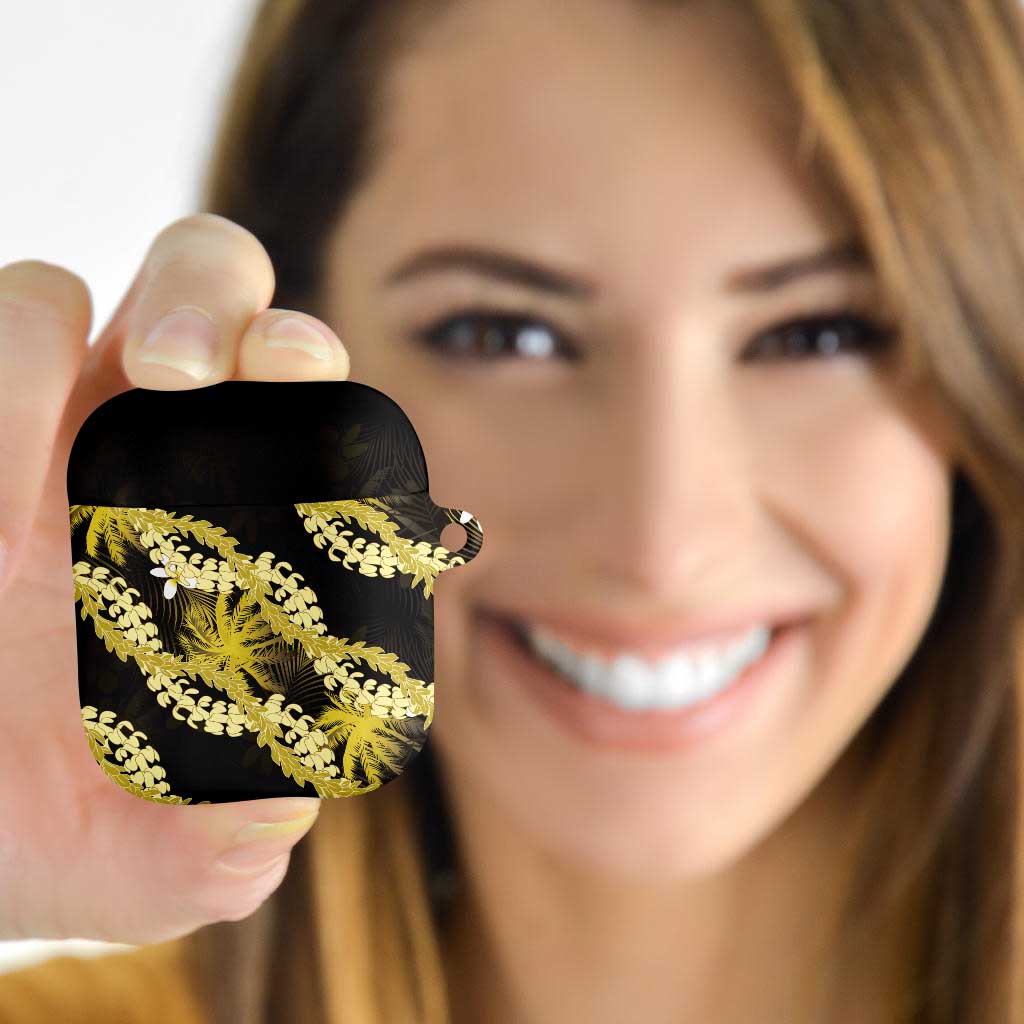 Puakenikeni Maile Lei AirPods Case Frangipani Yellow Tropical Leaves