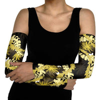 Puakenikeni Maile Lei Arm Sleeves Frangipani Yellow Tropical Leaves