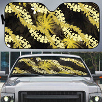 Puakenikeni Maile Lei Auto Sun Shade Frangipani Yellow Tropical Leaves