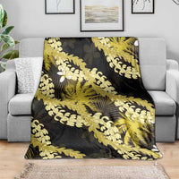Puakenikeni Maile Lei Blanket Frangipani Yellow Tropical Leaves