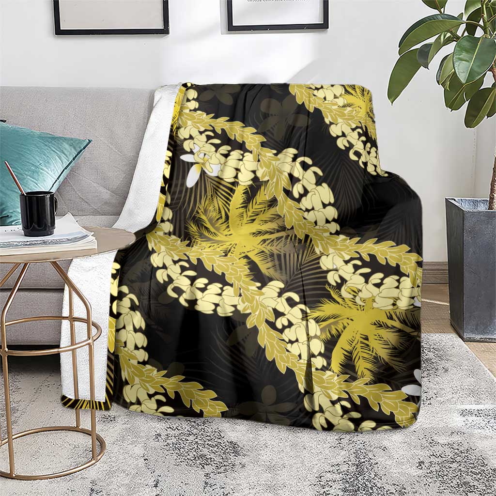 Puakenikeni Maile Lei Blanket Frangipani Yellow Tropical Leaves