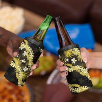 Puakenikeni Maile Lei 4 in 1 Can Cooler Tumbler Frangipani Yellow Tropical Leaves LT01 - Polynesian Pride