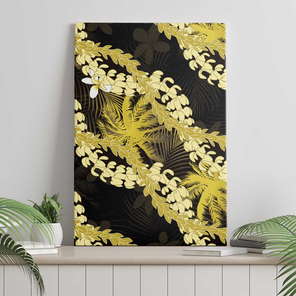 Puakenikeni Maile Lei Canvas Wall Art Frangipani Yellow Tropical Leaves LT01 - Polynesian Pride