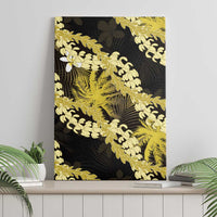 Puakenikeni Maile Lei Canvas Wall Art Frangipani Yellow Tropical Leaves LT01 - Polynesian Pride