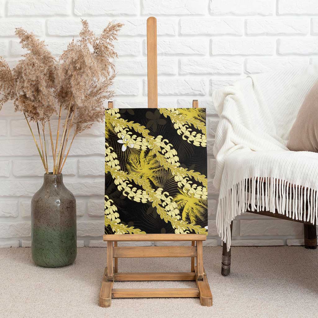 Puakenikeni Maile Lei Canvas Wall Art Frangipani Yellow Tropical Leaves LT01 - Polynesian Pride