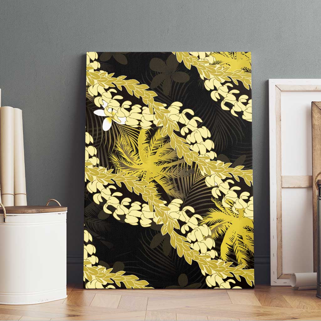 Puakenikeni Maile Lei Canvas Wall Art Frangipani Yellow Tropical Leaves LT01 - Polynesian Pride