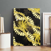 Puakenikeni Maile Lei Canvas Wall Art Frangipani Yellow Tropical Leaves LT01 - Polynesian Pride