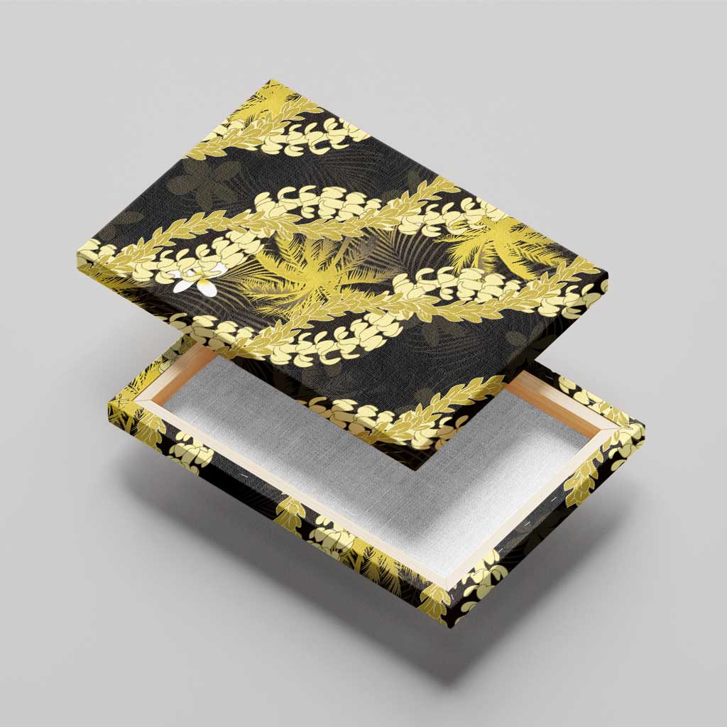 Puakenikeni Maile Lei Canvas Wall Art Frangipani Yellow Tropical Leaves LT01 - Polynesian Pride