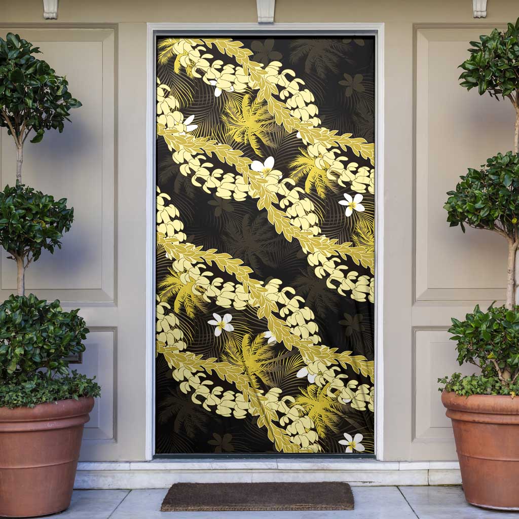 Puakenikeni Maile Lei Door Cover Frangipani Yellow Tropical Leaves LT01 Yellow - Polynesian Pride