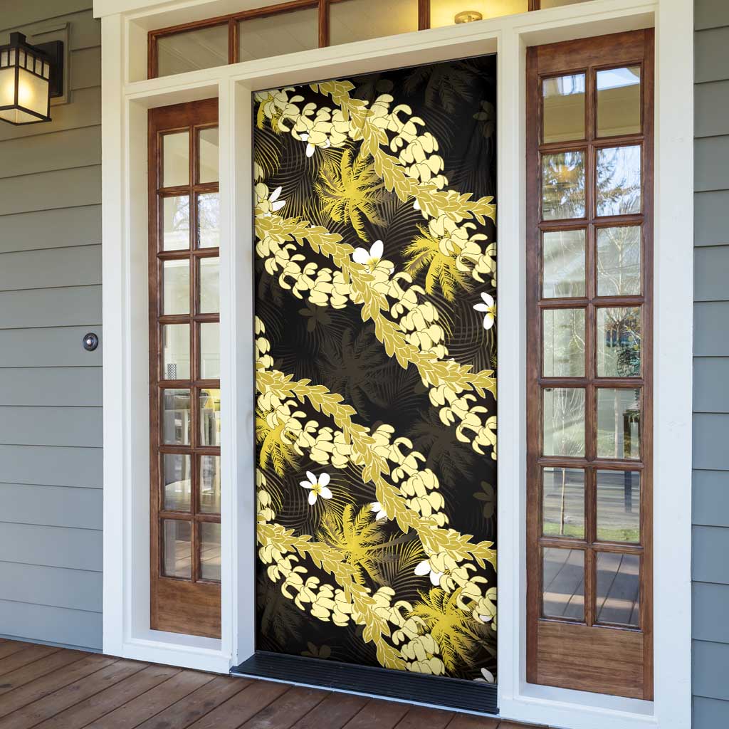 Puakenikeni Maile Lei Door Cover Frangipani Yellow Tropical Leaves LT01 - Polynesian Pride