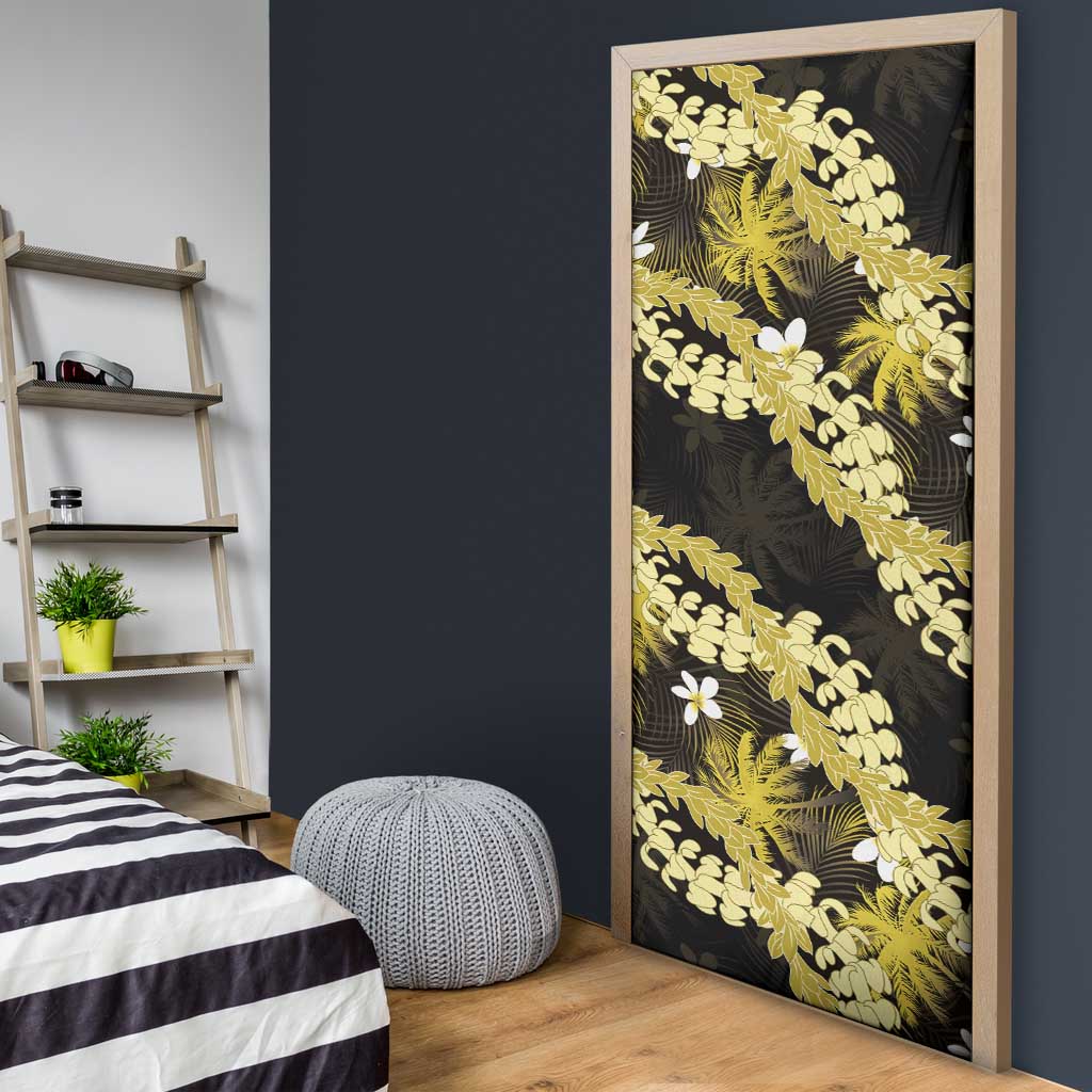 Puakenikeni Maile Lei Door Cover Frangipani Yellow Tropical Leaves LT01 - Polynesian Pride
