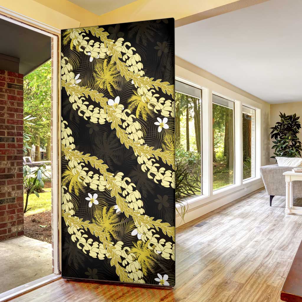 Puakenikeni Maile Lei Door Cover Frangipani Yellow Tropical Leaves LT01 - Polynesian Pride