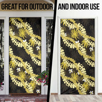 Puakenikeni Maile Lei Door Cover Frangipani Yellow Tropical Leaves LT01 - Polynesian Pride