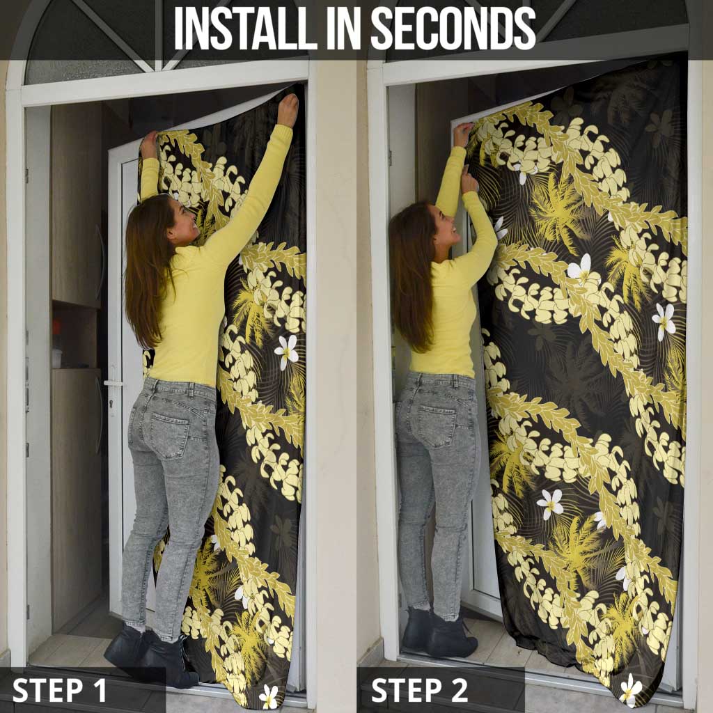 Puakenikeni Maile Lei Door Cover Frangipani Yellow Tropical Leaves LT01 - Polynesian Pride