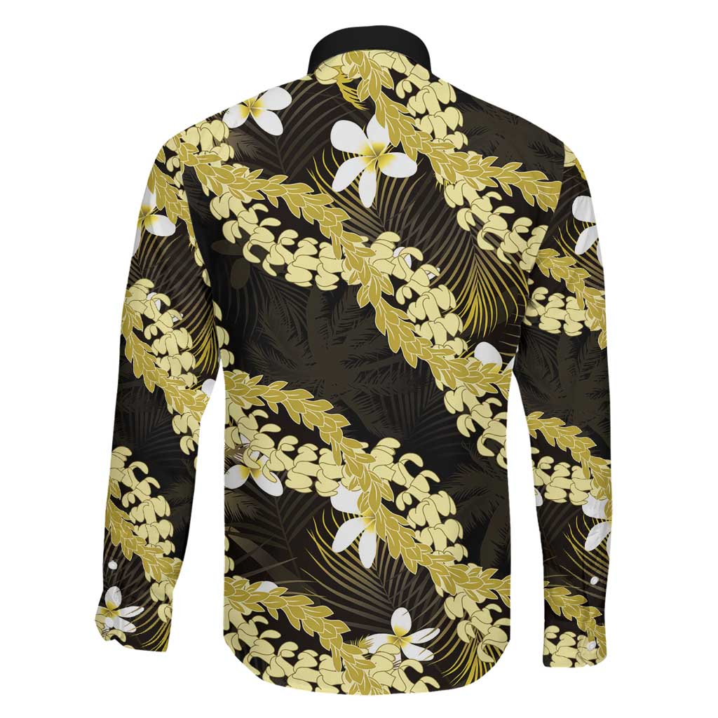 Puakenikeni Maile Lei Family Matching Mermaid Dress and Hawaiian Shirt Frangipani Yellow Tropical Leaves LT01 - Polynesian Pride