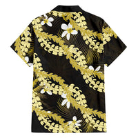 Puakenikeni Maile Lei Hawaiian Shirt Frangipani Yellow Tropical Leaves