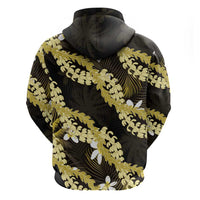 Puakenikeni Maile Lei Hoodie Frangipani Yellow Tropical Leaves LT01 - Polynesian Pride