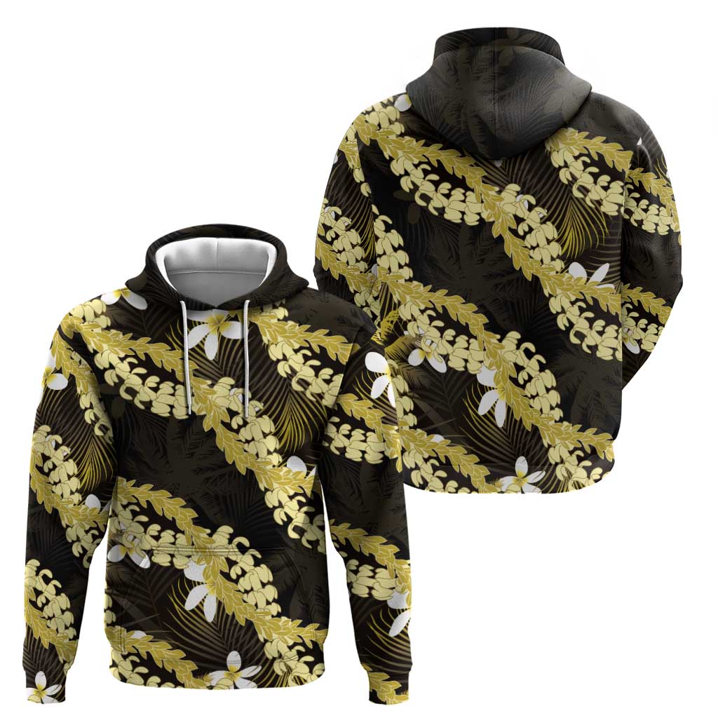 Puakenikeni Maile Lei Hoodie Frangipani Yellow Tropical Leaves LT01 - Polynesian Pride