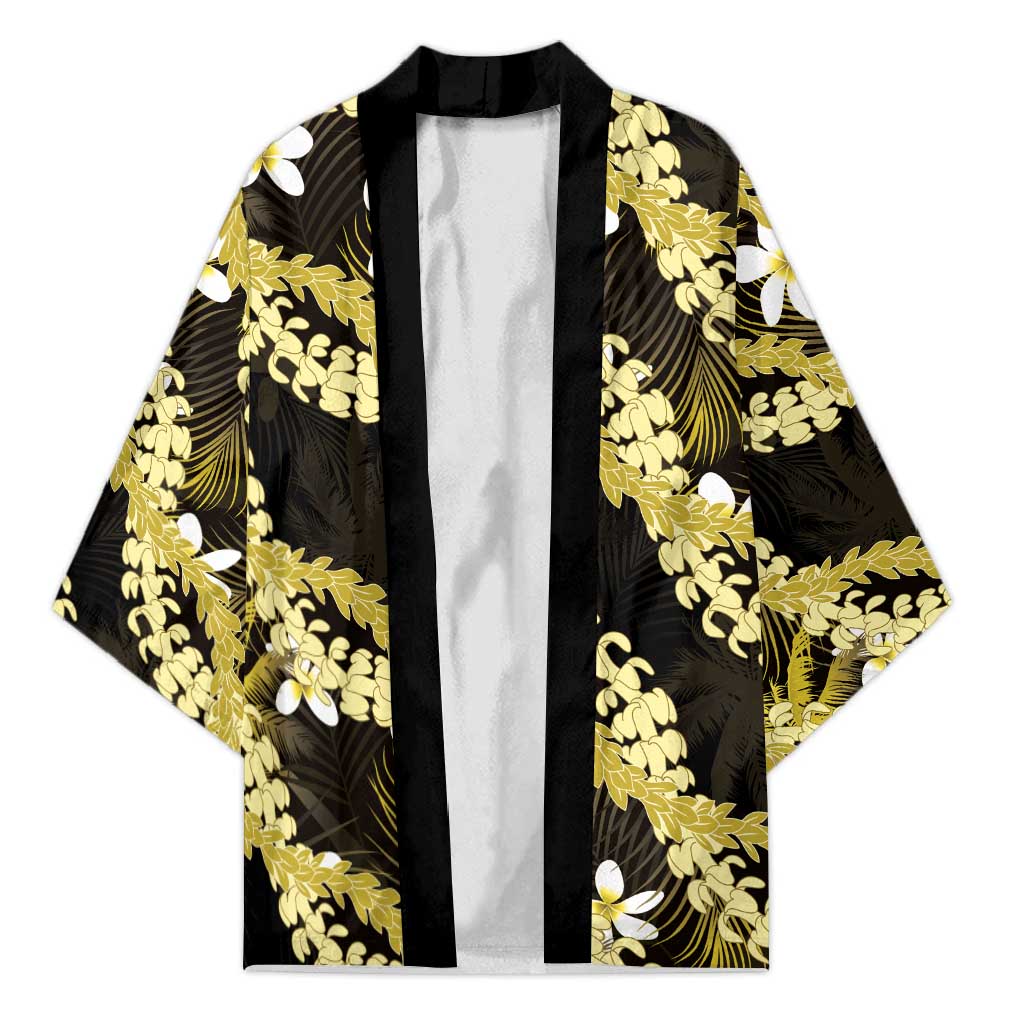 Puakenikeni Maile Lei Kimono Frangipani Yellow Tropical Leaves LT01 Unisex Yellow - Polynesian Pride