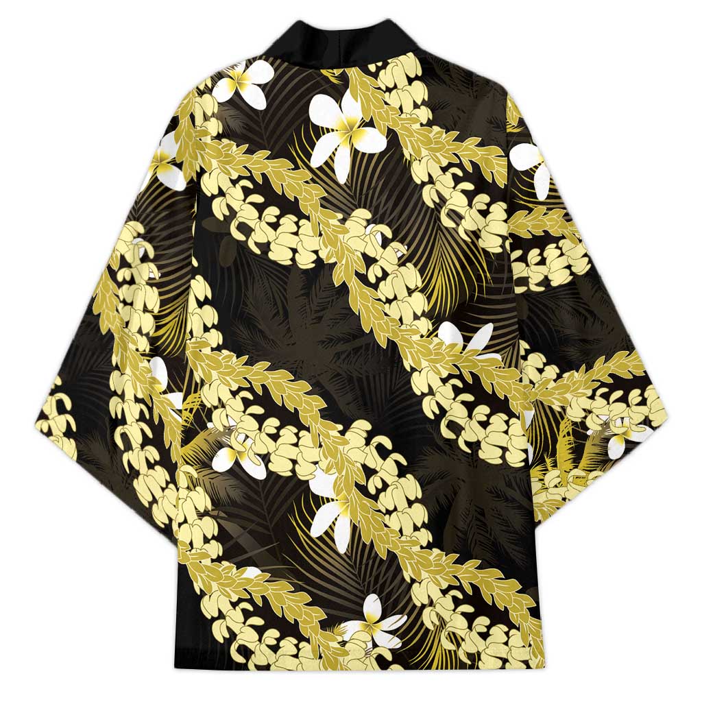 Puakenikeni Maile Lei Kimono Frangipani Yellow Tropical Leaves LT01 - Polynesian Pride