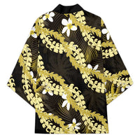 Puakenikeni Maile Lei Kimono Frangipani Yellow Tropical Leaves LT01 - Polynesian Pride