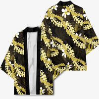 Puakenikeni Maile Lei Kimono Frangipani Yellow Tropical Leaves LT01 - Polynesian Pride