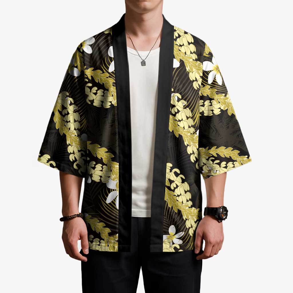 Puakenikeni Maile Lei Kimono Frangipani Yellow Tropical Leaves LT01 - Polynesian Pride