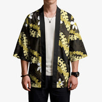 Puakenikeni Maile Lei Kimono Frangipani Yellow Tropical Leaves LT01 - Polynesian Pride