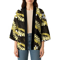 Puakenikeni Maile Lei Kimono Frangipani Yellow Tropical Leaves LT01 - Polynesian Pride