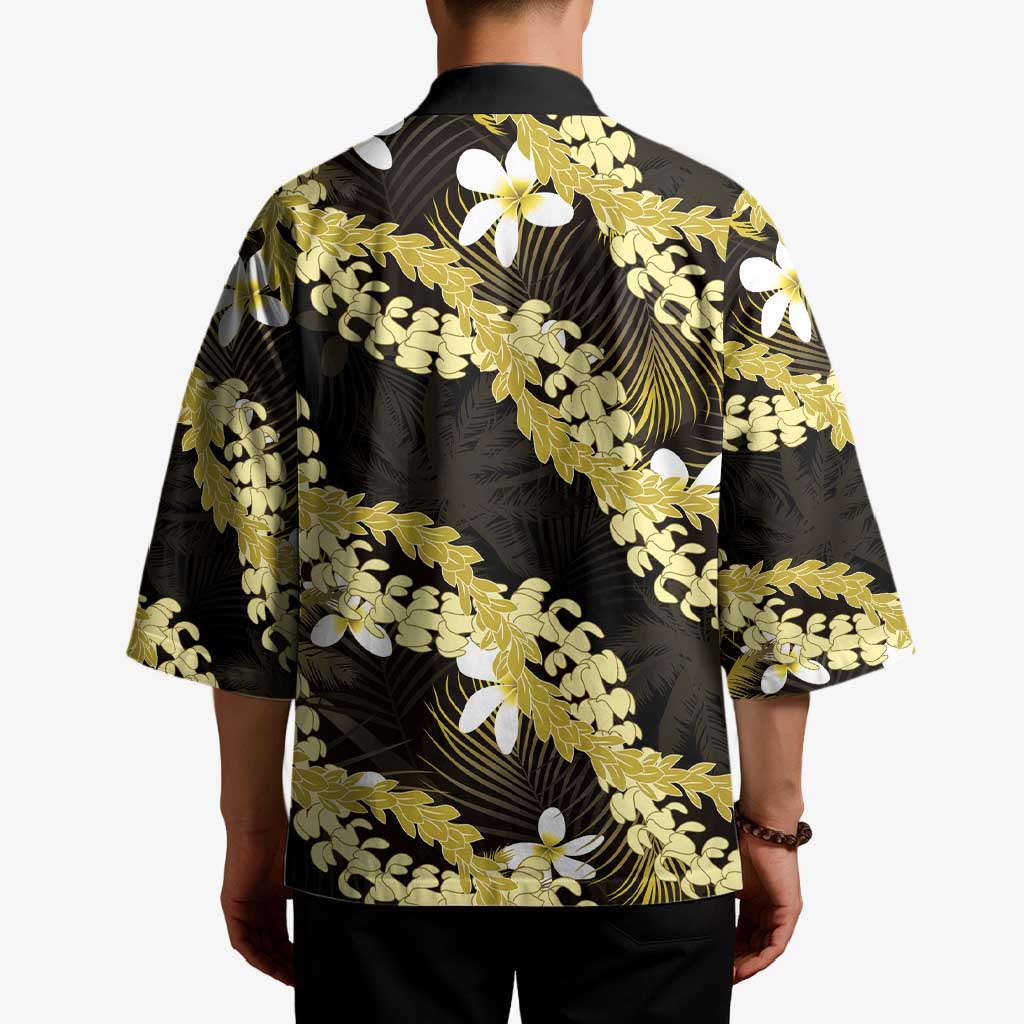 Puakenikeni Maile Lei Kimono Frangipani Yellow Tropical Leaves LT01 - Polynesian Pride