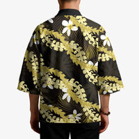 Puakenikeni Maile Lei Kimono Frangipani Yellow Tropical Leaves LT01 - Polynesian Pride