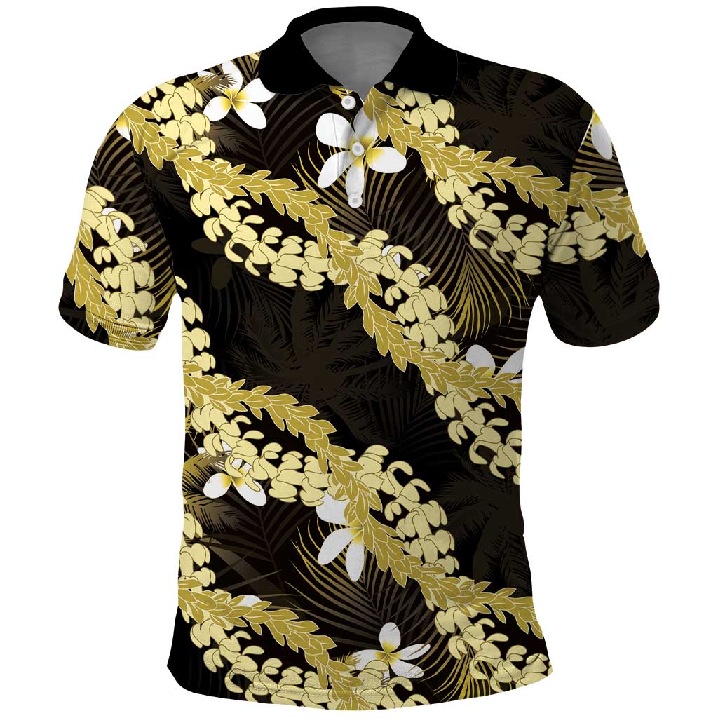 Puakenikeni Maile Lei Polo Shirt Frangipani Yellow Tropical Leaves LT01 Yellow - Polynesian Pride