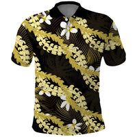 Puakenikeni Maile Lei Polo Shirt Frangipani Yellow Tropical Leaves LT01 Yellow - Polynesian Pride