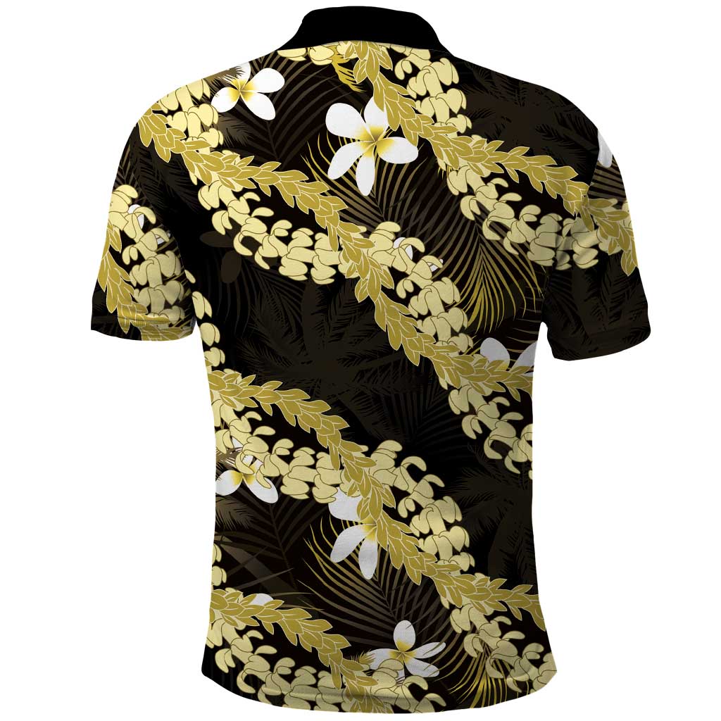 Puakenikeni Maile Lei Polo Shirt Frangipani Yellow Tropical Leaves LT01 - Polynesian Pride