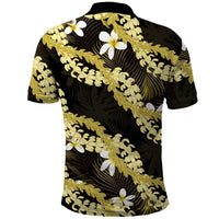 Puakenikeni Maile Lei Polo Shirt Frangipani Yellow Tropical Leaves LT01 - Polynesian Pride