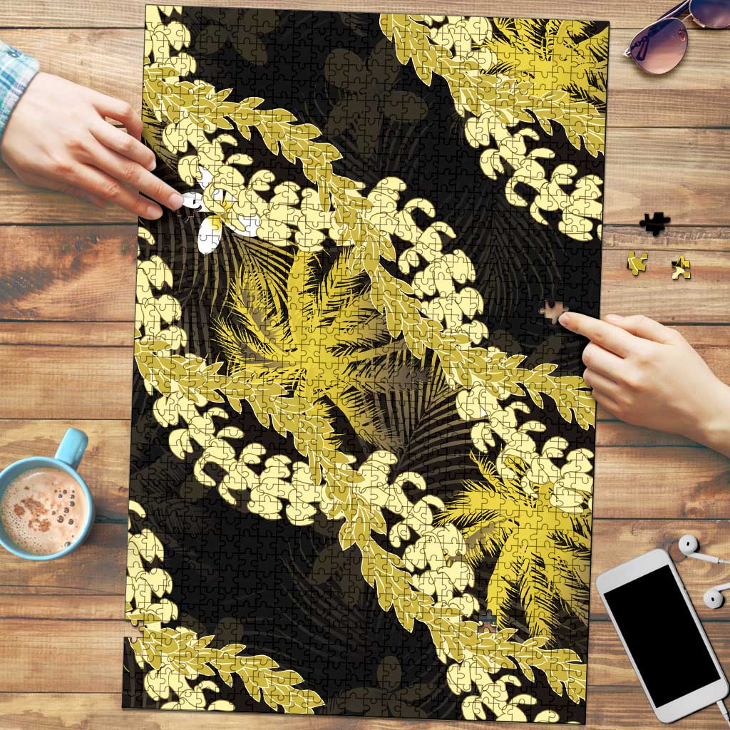 Puakenikeni Maile Lei Puzzle Frangipani Yellow Tropical Leaves LT01 Yellow - Polynesian Pride