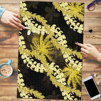 Puakenikeni Maile Lei Puzzle Frangipani Yellow Tropical Leaves LT01 Yellow - Polynesian Pride