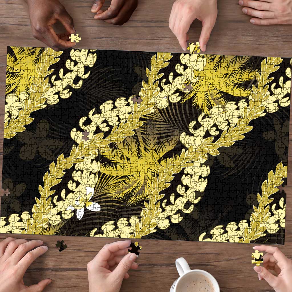 Puakenikeni Maile Lei Puzzle Frangipani Yellow Tropical Leaves LT01 - Polynesian Pride