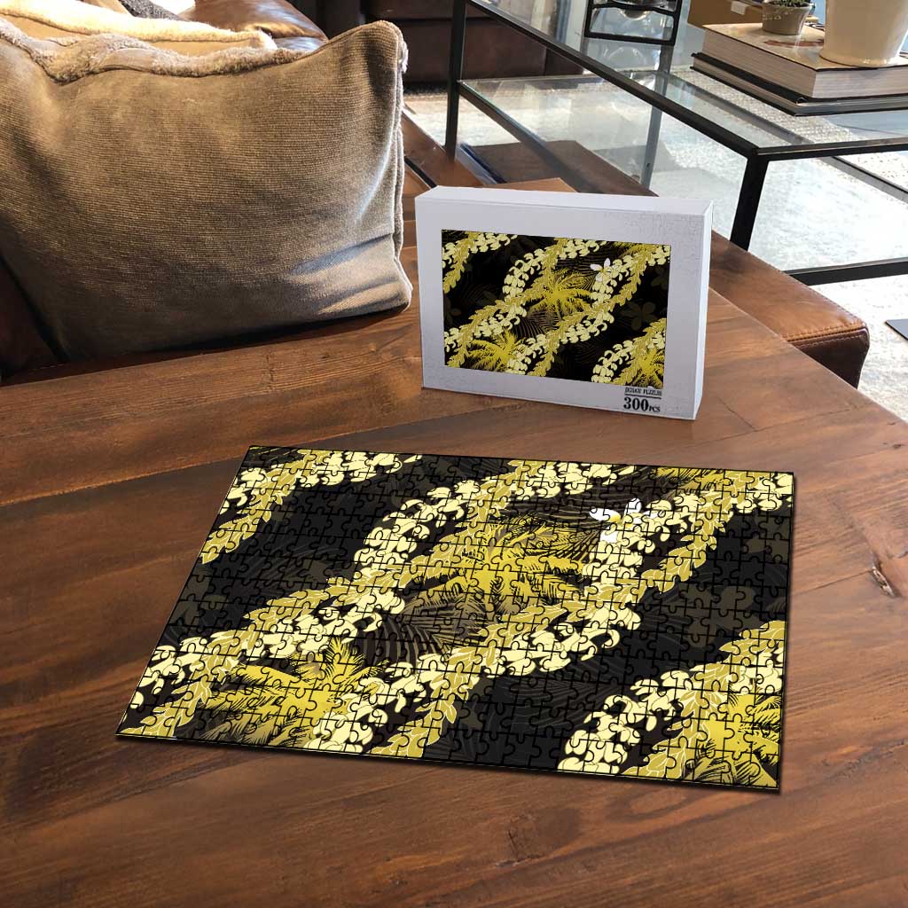 Puakenikeni Maile Lei Puzzle Frangipani Yellow Tropical Leaves LT01 - Polynesian Pride