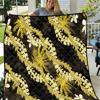 Puakenikeni Maile Lei Quilt Frangipani Yellow Tropical Leaves LT01 Yellow - Polynesian Pride