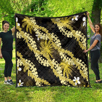Puakenikeni Maile Lei Quilt Frangipani Yellow Tropical Leaves LT01 - Polynesian Pride