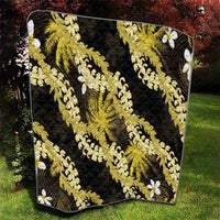 Puakenikeni Maile Lei Quilt Frangipani Yellow Tropical Leaves LT01 - Polynesian Pride