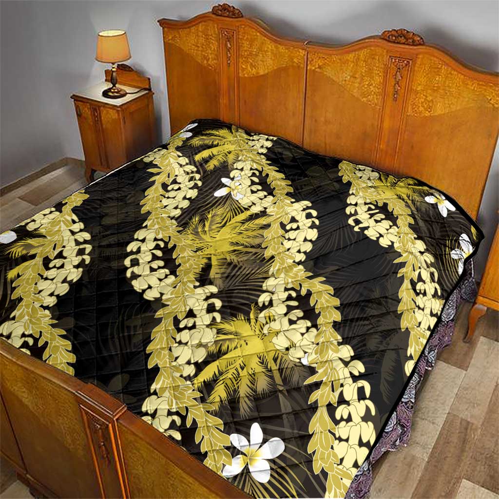 Puakenikeni Maile Lei Quilt Frangipani Yellow Tropical Leaves LT01 - Polynesian Pride