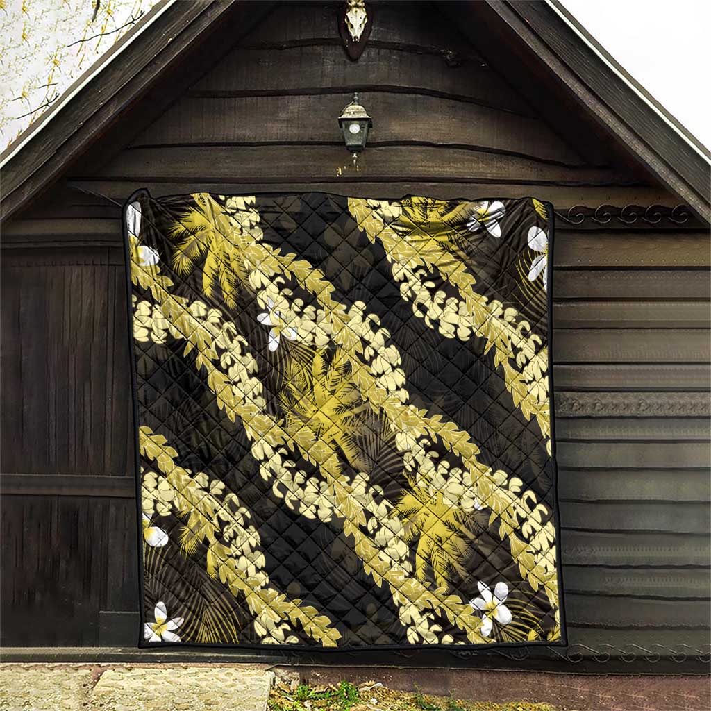 Puakenikeni Maile Lei Quilt Frangipani Yellow Tropical Leaves LT01 - Polynesian Pride