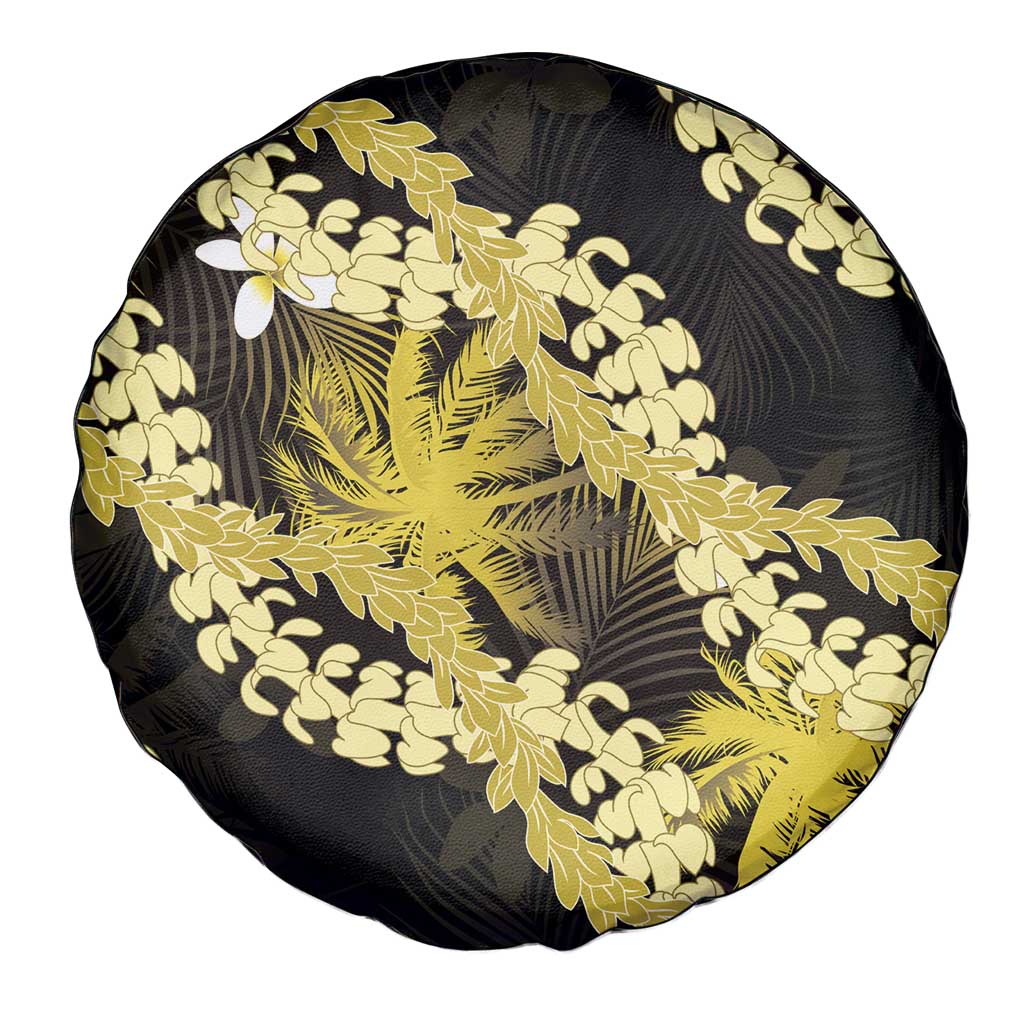 Puakenikeni Maile Lei Spare Tire Cover Frangipani Yellow Tropical Leaves LT01 - Polynesian Pride